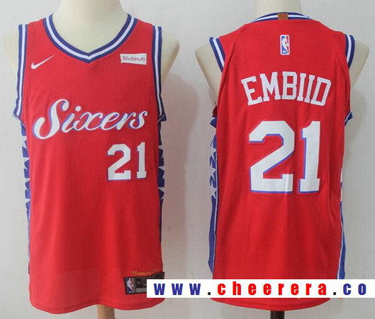 Joel Embiid Philadelphia 76ers red jersey