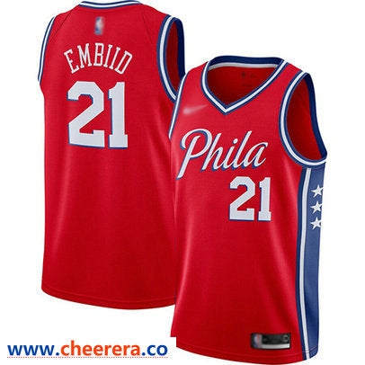 Joel Embiid Philadelphia 76ers red jersey
