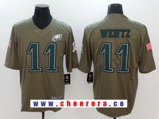 Carson Wentz Philadelphia Eagles olive Salute To Service jersey