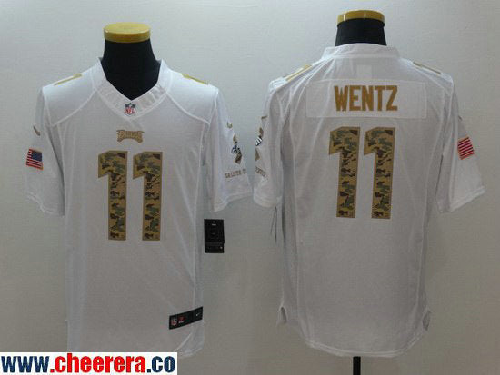 Carson Wentz Philadelphia Eagles white Salute To Service jersey