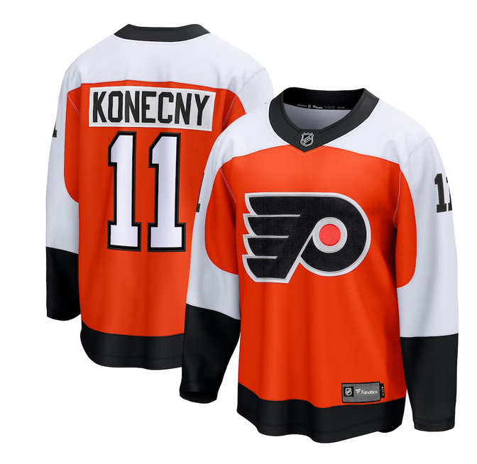 Travis Konecny Philadelphia Flyers orange jersey