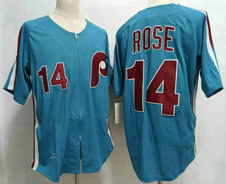 Pete Rose Lilght Philadelphia Phillies blue Throwback jersey