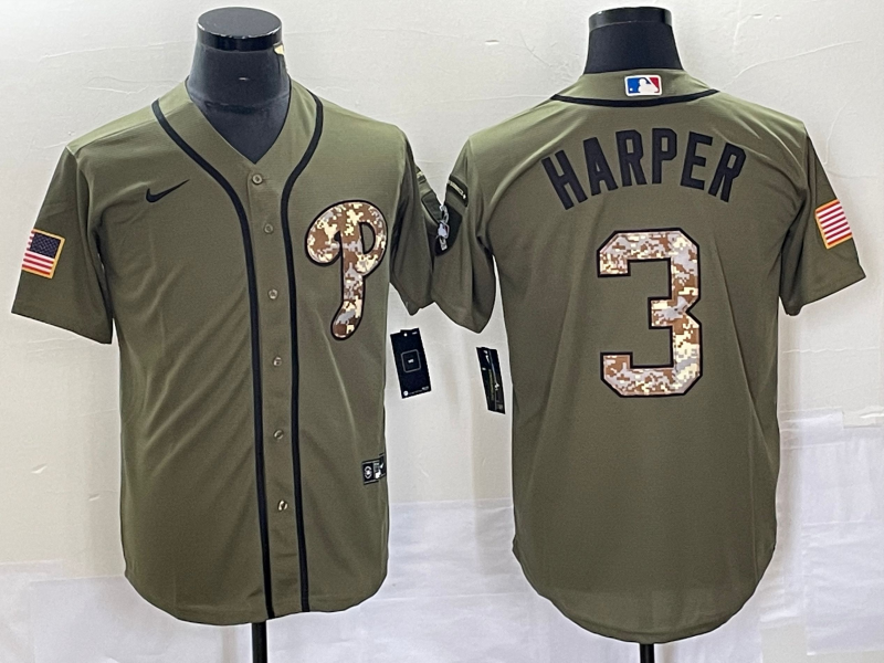 Bryce Harper Philadelphia Phillies green Salute To Service jersey