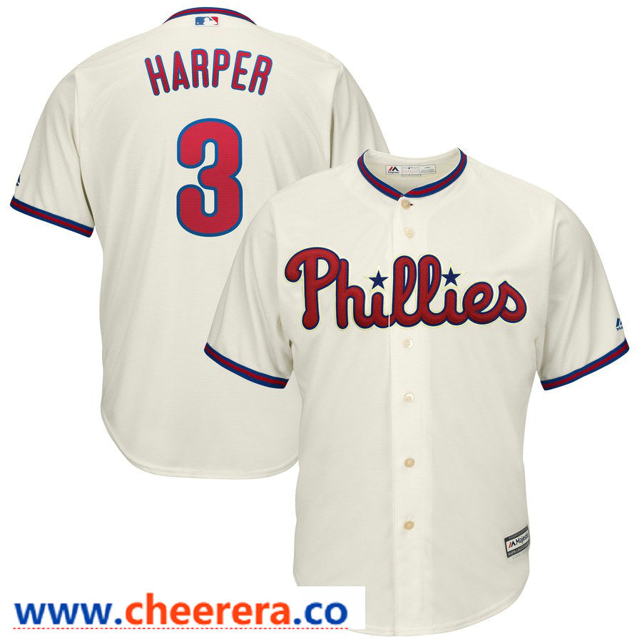 Bryce Harper Majestic Philadelphia Phillies cream Alternate jersey