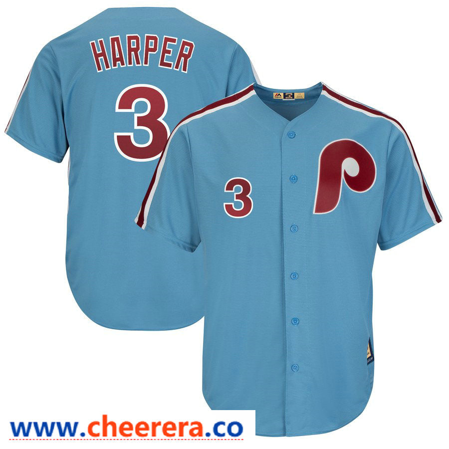 Bryce Harper Majestic Philadelphia Phillies blue Cooperstown jersey