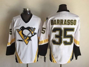 Tom Barrasso Pittsburgh Penguins white Throwback jersey