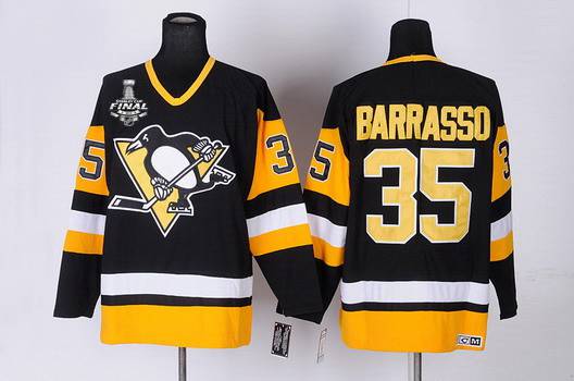 Tom Barrasso Pittsburgh Penguins black Throwback jersey