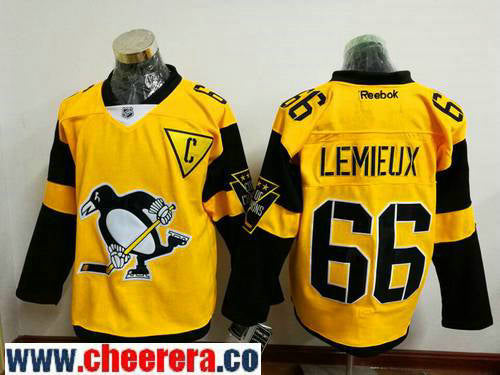 Mario Lemieux Pittsburgh Penguins yellow Stadium Series jersey