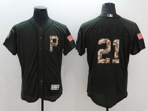 Roberto Clemente Pittsburgh Pirates green Salute To Service jersey