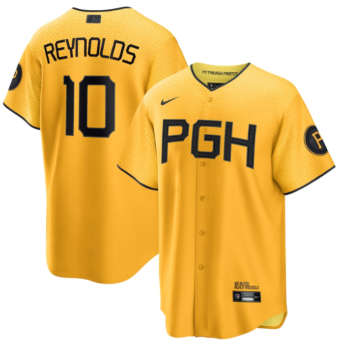 Bryan Reynolds Nike Pittsburgh Pirates gold City Connect jersey