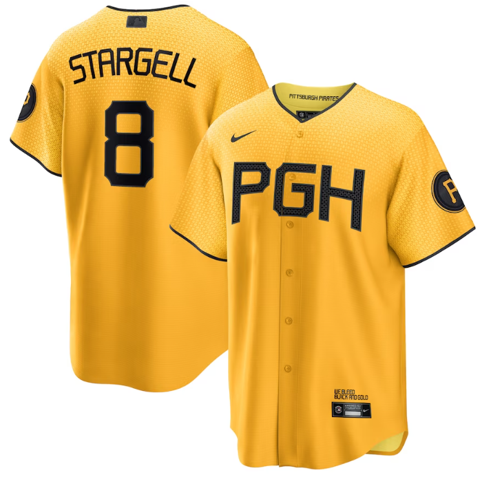 Willie Stargell Nike Pittsburgh Pirates gold City Connect jersey