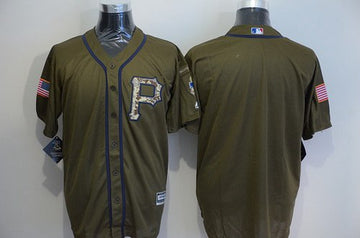Custom Pittsburgh Pirates green Salute To Service jersey