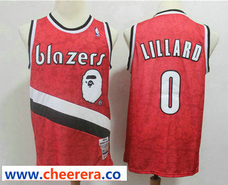 Damian Lillard Mitchell Ness Portland Trail Blazers red jersey