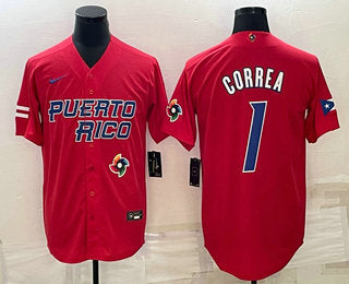 Carlos Correa Puerto Rico Baseball red Classic jersey
