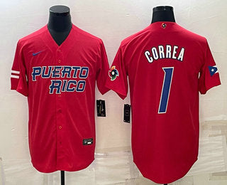 Carlos Correa Puerto Rico Baseball red Classic jersey