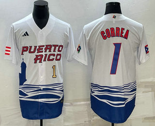 Carlos Correa Number Puerto Rico Baseball white Classic jersey
