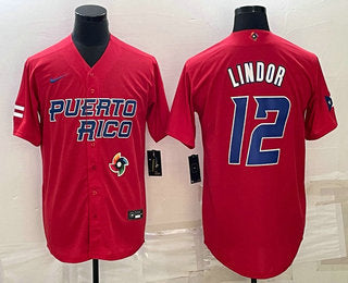 Francisco Lindor Puerto Rico Baseball red Classic jersey