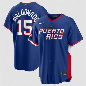 Martín Maldonado Puerto Rico Baseball blue Classic jersey