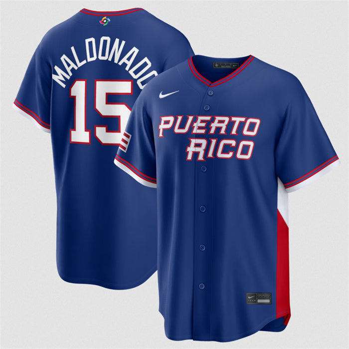 Martín Maldonado Puerto Rico Baseball blue Classic jersey