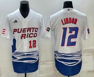 Francisco Lindor Number Puerto Rico Baseball white Classic jersey