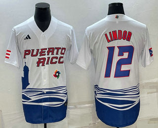 Francisco Lindor Puerto Rico Baseball white Classic jersey