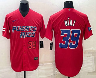 Edwin Diaz Number Puerto Rico Baseball red Classic jersey