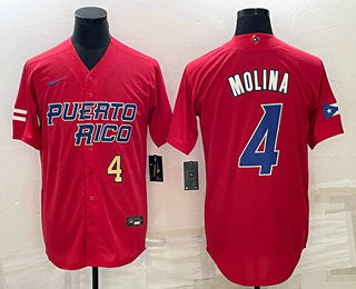 Yadier Molina Number Puerto Rico Baseball red Classic jersey