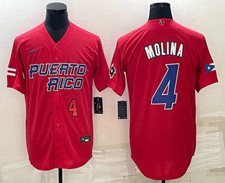 Yadier Molina Number Puerto Rico Baseball red Classic jersey
