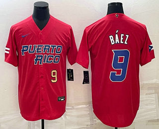 Javier Baez Number Puerto Rico Baseball red Classic jersey