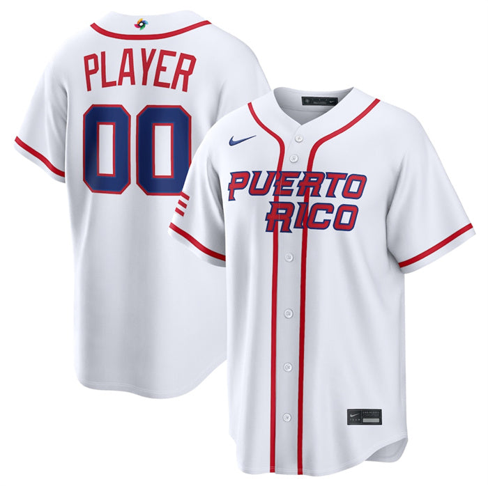 Custom Puerto Rico Baseball white Classic jersey