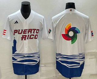 Logo Puerto Rico Baseball white Classic jersey