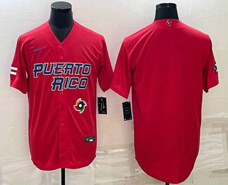 Custom Puerto Rico Baseball red Classic jersey