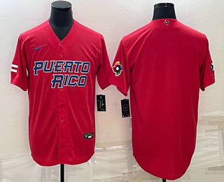 Custom Puerto Rico Baseball red Classic jersey
