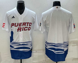 Custom Puerto Rico Baseball white Classic jersey