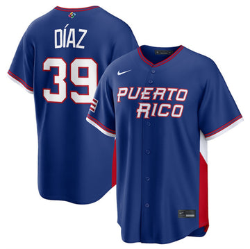 Custom Puerto Rico Baseball blue Classic jersey