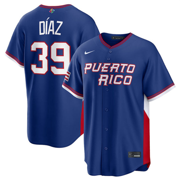 Custom Puerto Rico Baseball blue Classic jersey