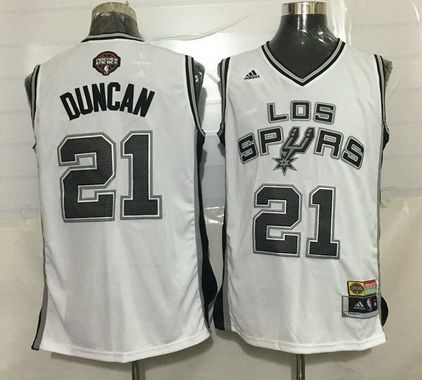 Tim Duncan Noche Latina San Antonio Spurs white jersey