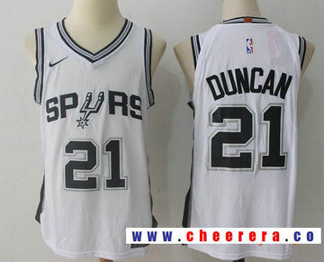 Tim Duncan San Antonio Spurs white jersey