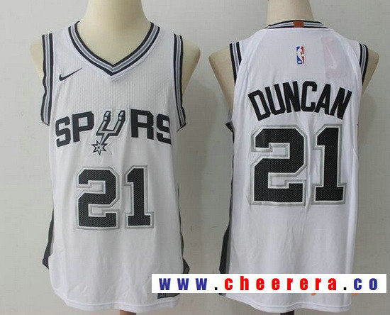 Tim Duncan San Antonio Spurs white jersey