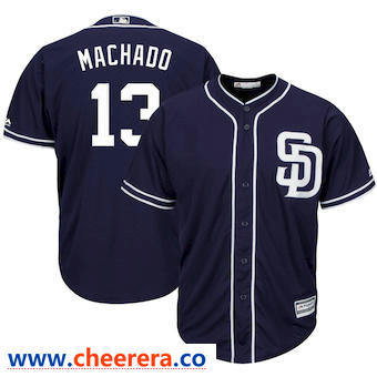 Manny Machado Majestic San Diego Padres navy jersey