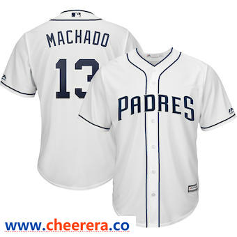 Manny Machado Majestic San Diego Padres white jersey