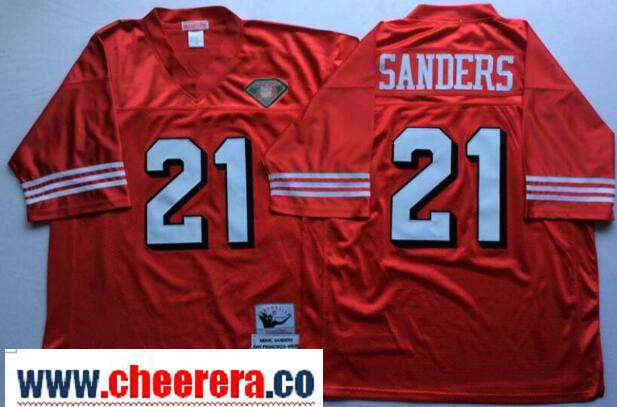 Deion Sanders San Francisco 49ers red Throwback jersey