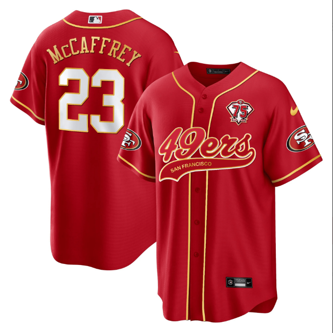 Christian McCaffrey San Francisco 49ers red jersey