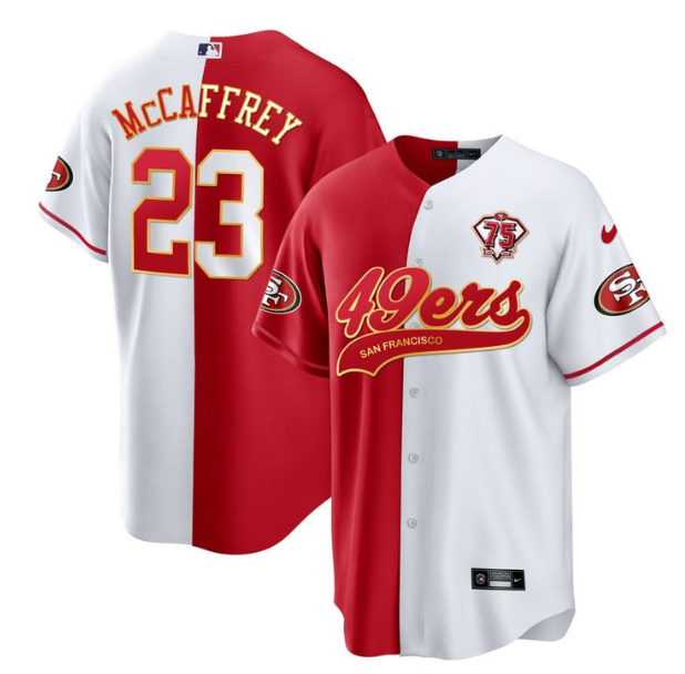 Christian McCaffrey San Francisco 49ers red Split jersey