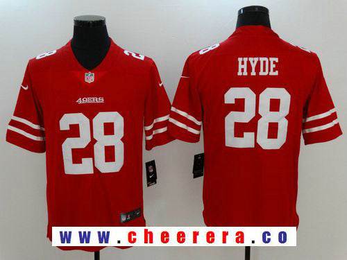 Carlos Hyde San Francisco 49ers red Vapor jersey