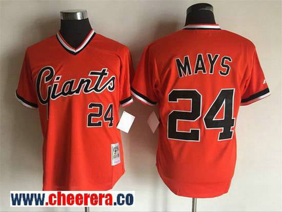 Willie Mays San Francisco Giants orange Throwback jersey