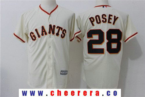 Buster Posey Name San Francisco Giants cream Home jersey
