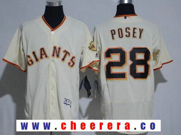 Buster Posey Name San Francisco Giants cream jersey
