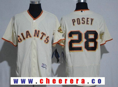 Buster Posey Name San Francisco Giants cream jersey