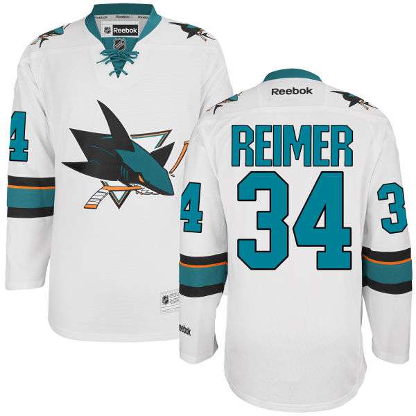 James Reimer San Jose Sharks white Away jersey